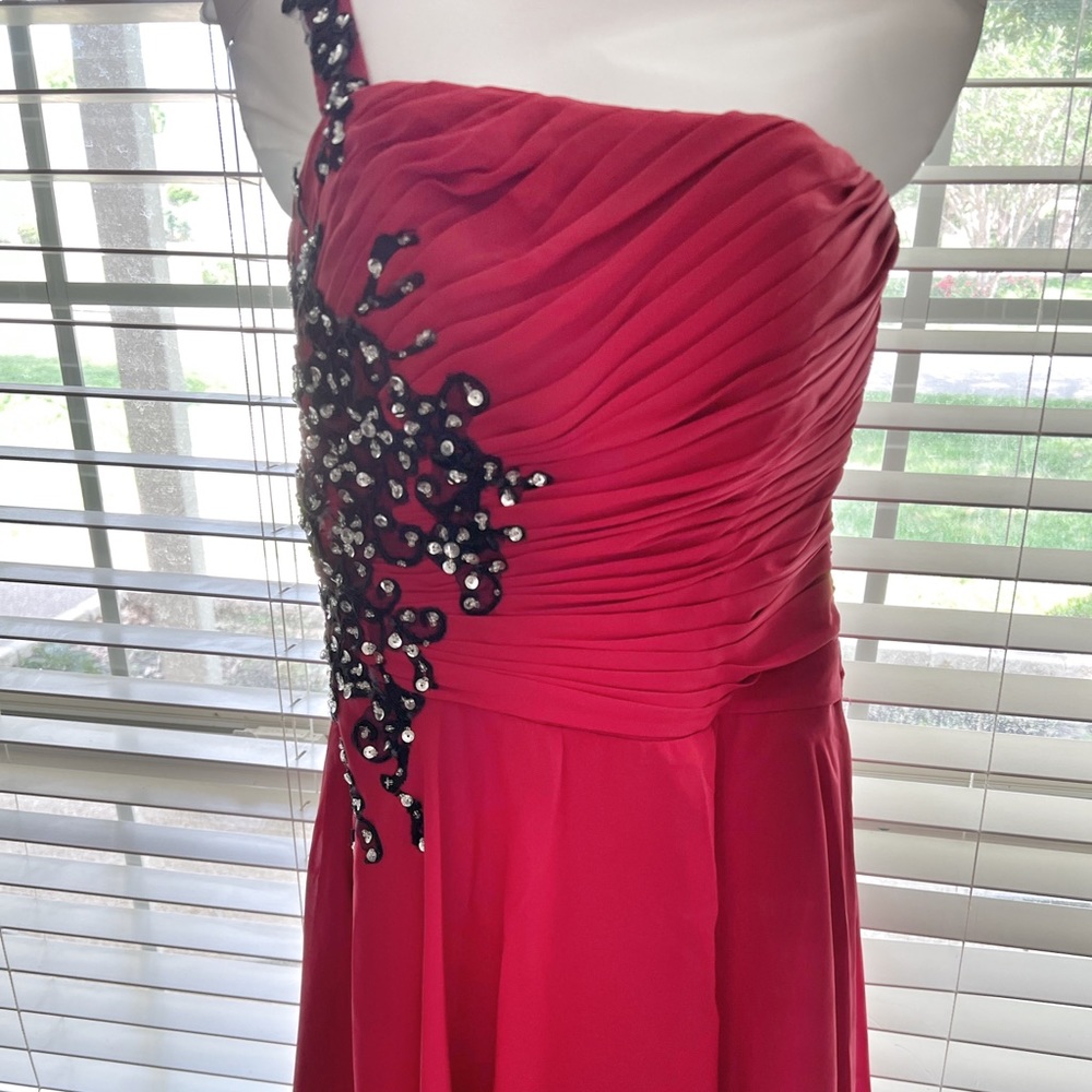 Blood Red one shouldered dress